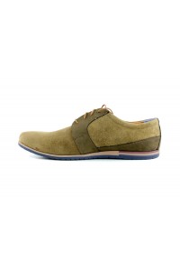 Olive-colored shoes in a...