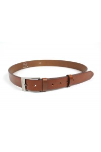 Brown leather belt with buckle