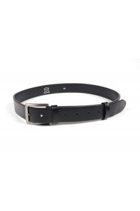 Black leather belt with buckle